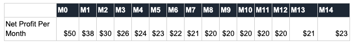 Net profit per month