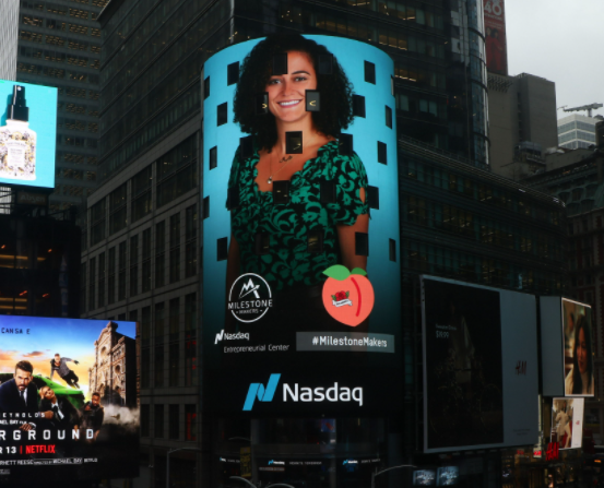 Milestone Maker, Danielle Letayf, on Nasdaq’s Time Square Tower