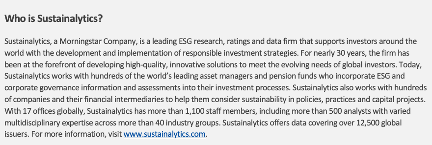 Who is Sustainalytics?