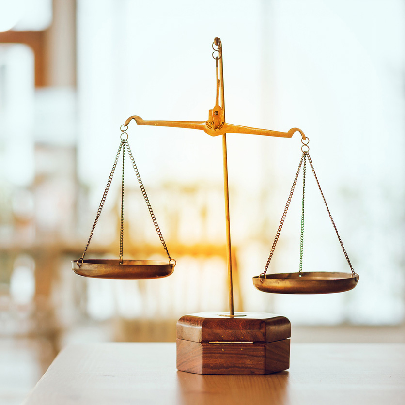 Set of scales on desk in office