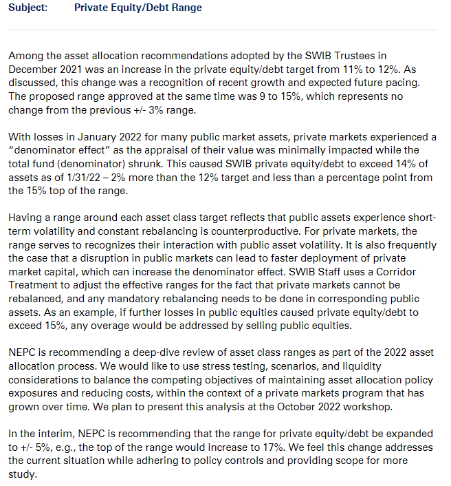 NEPC Wisconsin PE Target Allocation