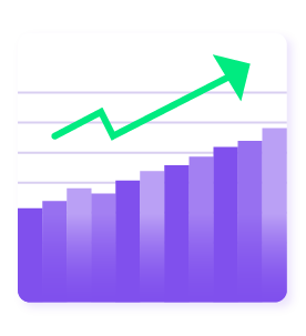 eVestment iconography of a bar graph in various shades of purple with a green arrow above showing an increasing trajectory.