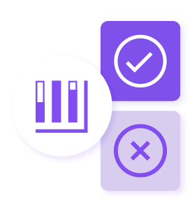 eVestment icon of accepting or rejecting a report in purple.