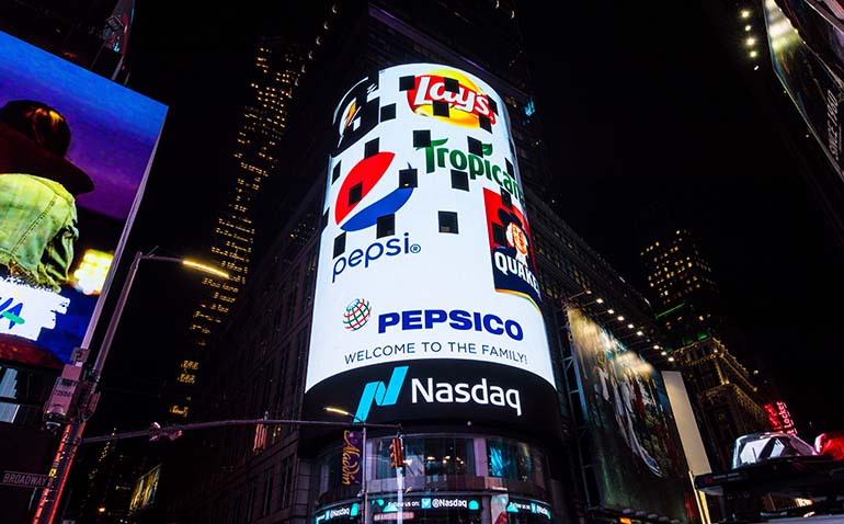 Pepsico Annoucement on MarketSite Tower in Times Square