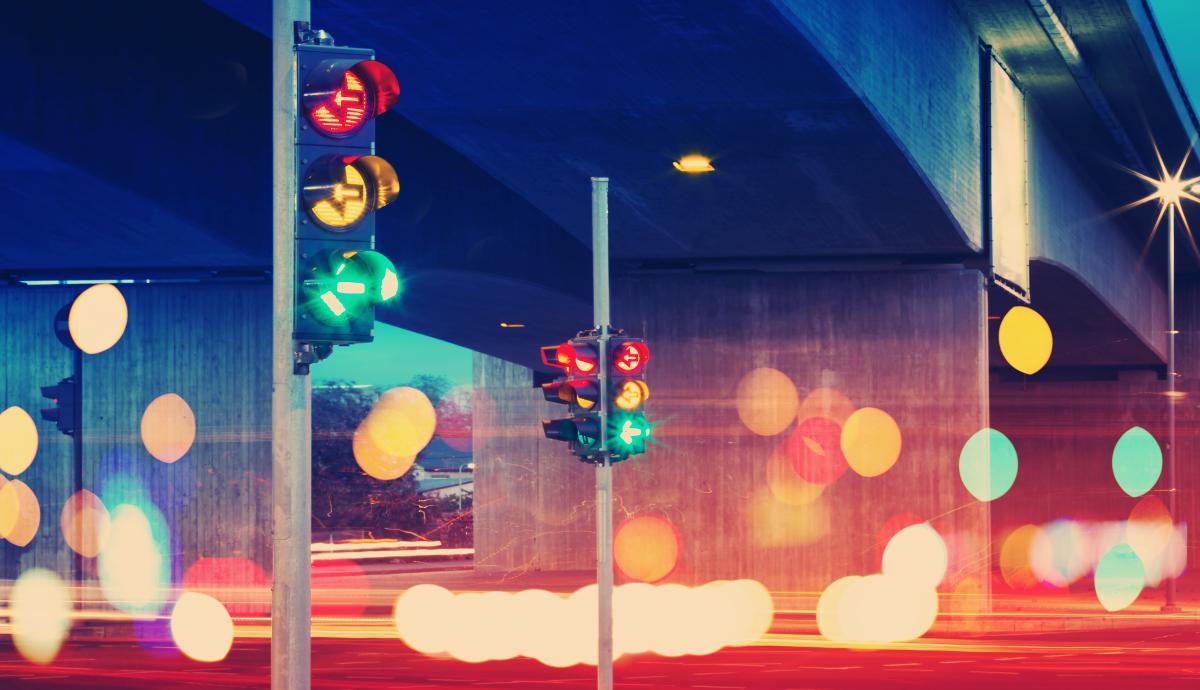 stoplights, long exposure, colorful