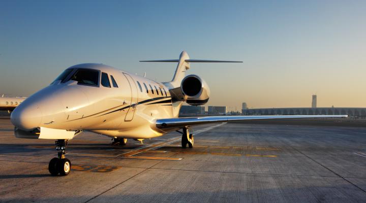 Private jet on the tarmac