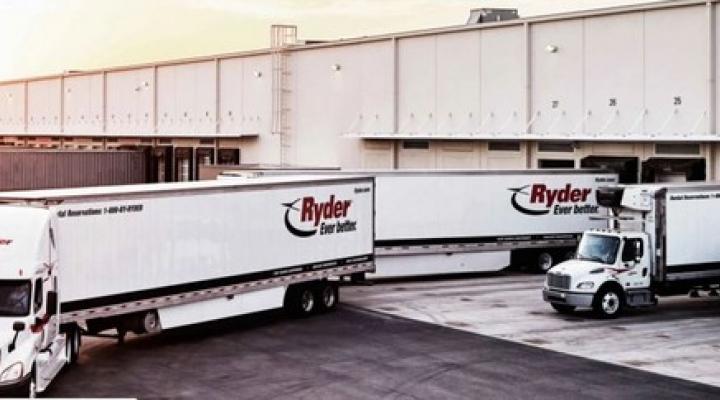 Ryder trucks at depot.