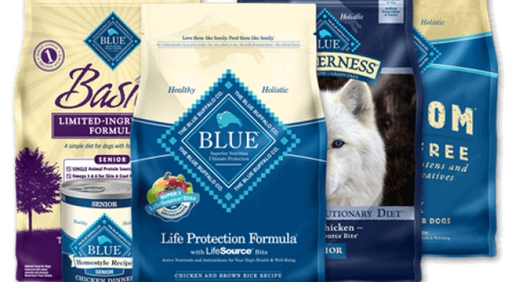 A selection of Blue Buffalo pet foods