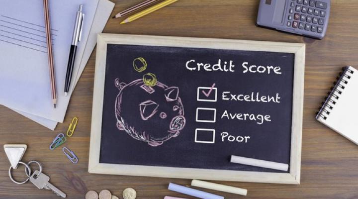 Credit score check boxes written on a chalkboard