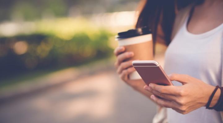 Woman using a smartphone.