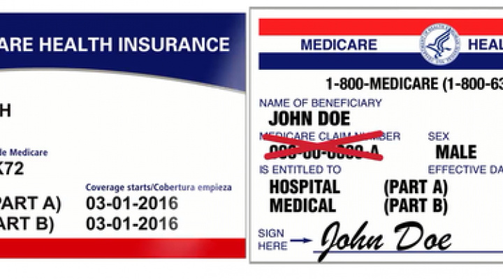 New and old versions of Medicare cards.