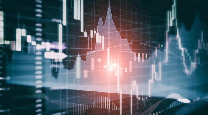 Candlestick graph over stock chart