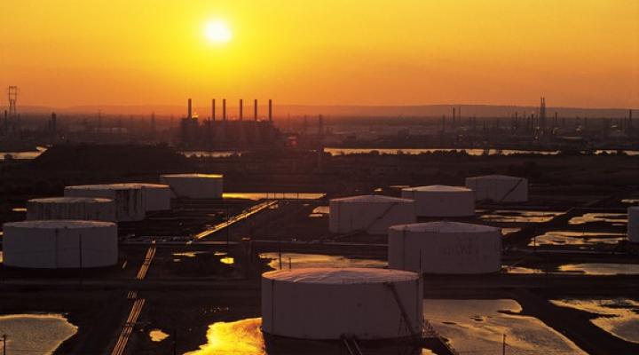 Oil Storage Tanks sunset.