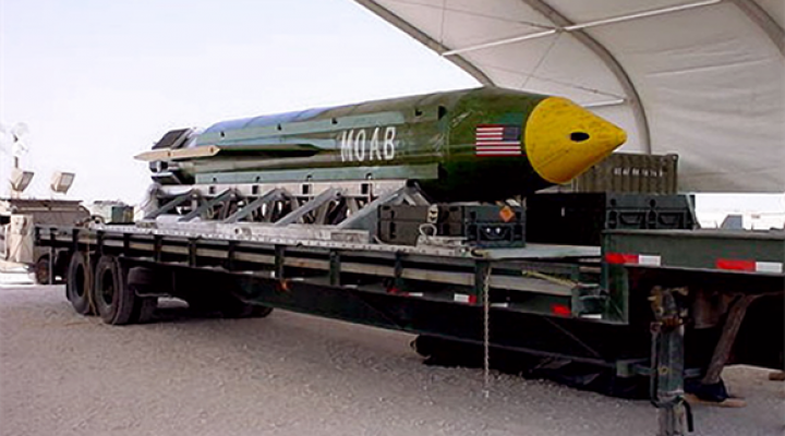 MOAB bomb on a transport trolley.