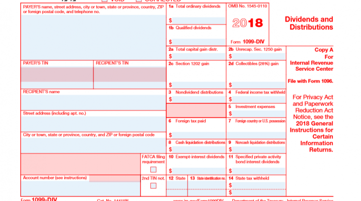 Form 1099-DIV in red ink.