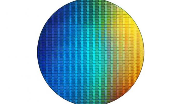 A wafer of Intel processors.