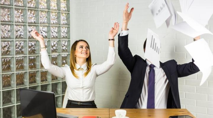 Getty Business People Excited Happy Smile Throwing Up Papers Documents Fly