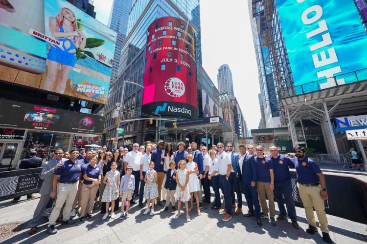 Central Amusement International Inc. & Luna Park in Coney Island ring the Nasdaq stock market closing bell on July 3, 2024.