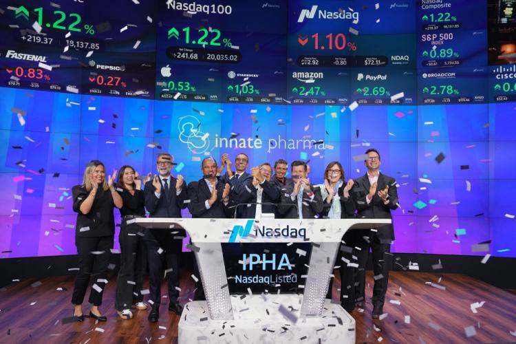 Innate Pharma rings the Nasdaq stock market closing bell on October 4, 2024.