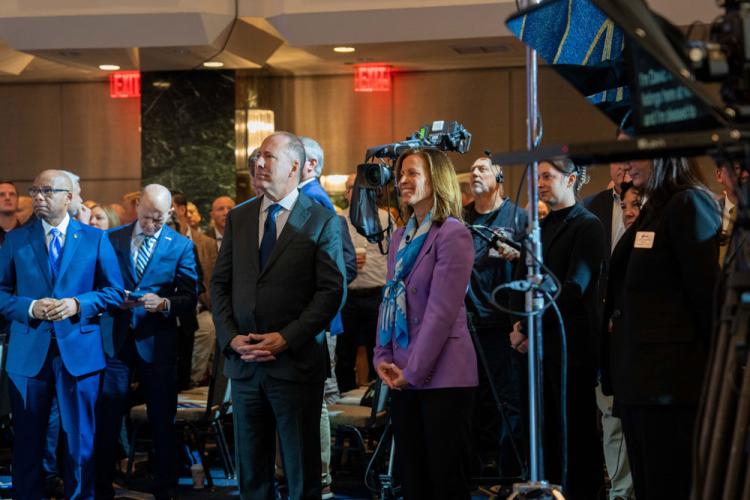 American Bankers Association rings the Nasdaq stock market closing bell on October 28, 2024.