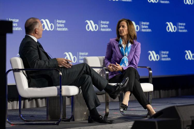 American Bankers Association rings the Nasdaq stock market closing bell on October 28, 2024.