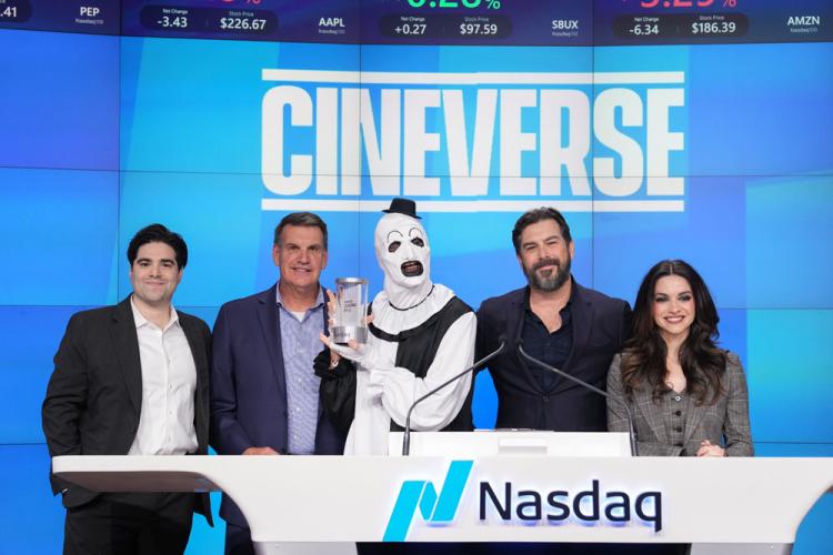 Cineverse rings the Nasdaq stock market closing bell on October 31, 2024.