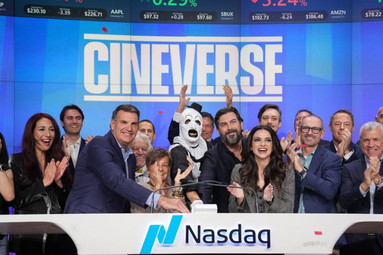 Cineverse rings the Nasdaq stock market closing bell on October 31, 2024.