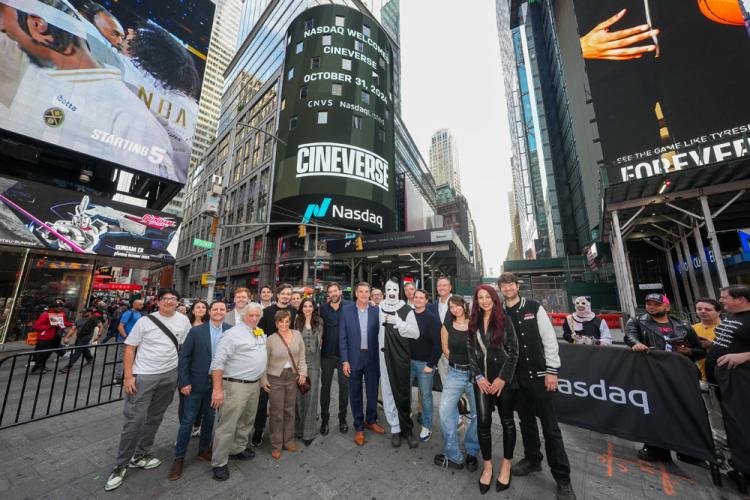 Cineverse rings the Nasdaq stock market closing bell on October 31, 2024.