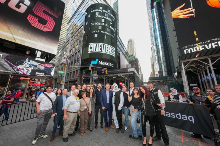 Cineverse rings the Nasdaq stock market closing bell on October 31, 2024.