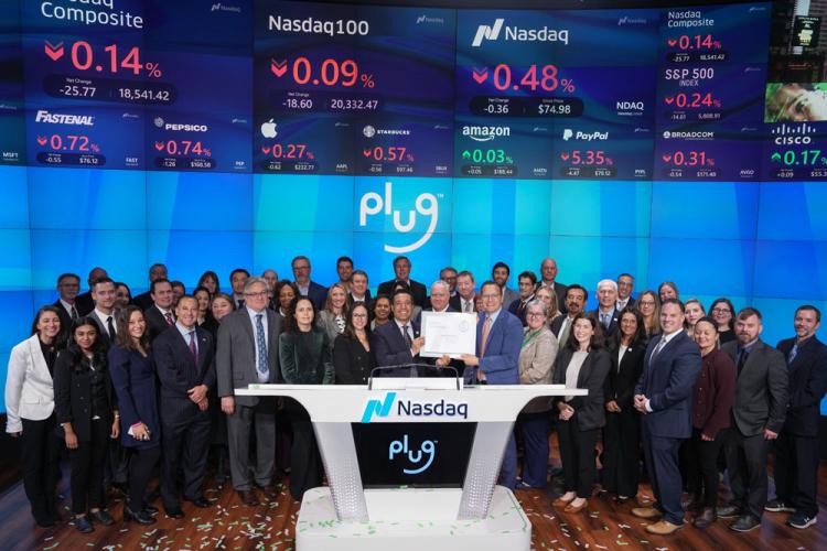 Plug Power Inc rings the Nasdaq stock market opening bell on October 29, 2024.