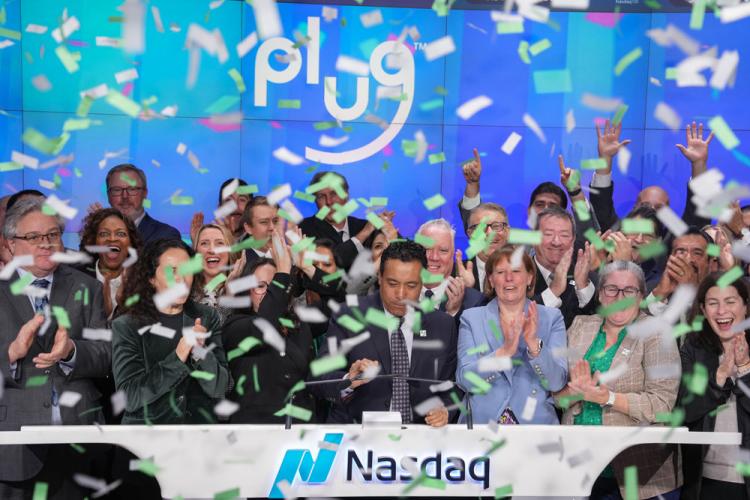 Plug Power Inc rings the Nasdaq stock market opening bell on October 29, 2024.