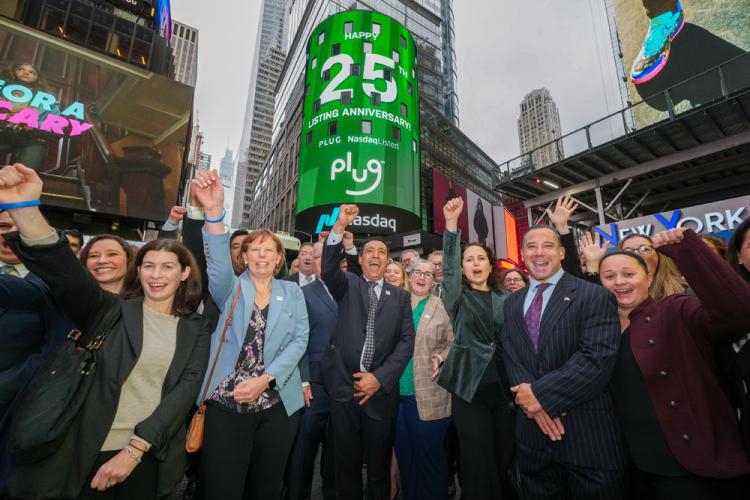 Plug Power Inc rings the Nasdaq stock market opening bell on October 29, 2024.