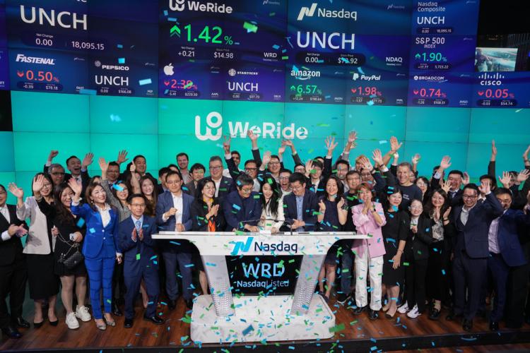 WeRide rings the Nasdaq stock market opening bell on November 1, 2024.