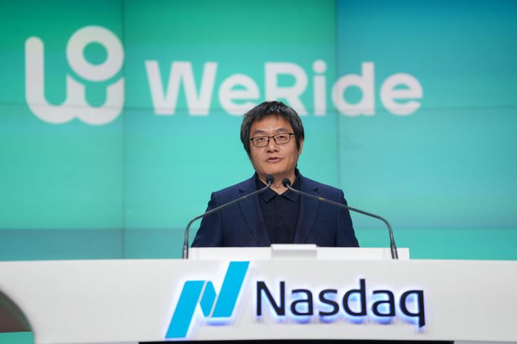 WeRide rings the Nasdaq stock market opening bell on November 1, 2024.