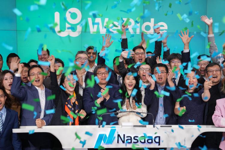 WeRide rings the Nasdaq stock market opening bell on November 1, 2024.