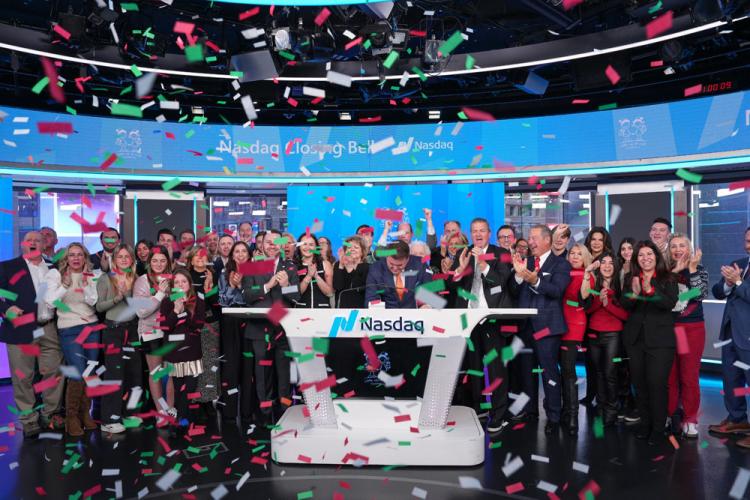 Little Saint Nick Foundation rings the Nasdaq stock market closing bell on December 24, 2024.