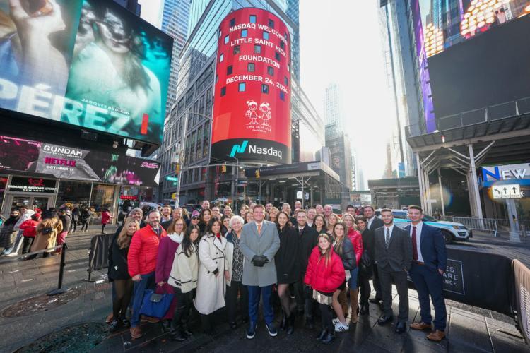 Little Saint Nick Foundation rings the Nasdaq stock market closing bell on December 24, 2024.