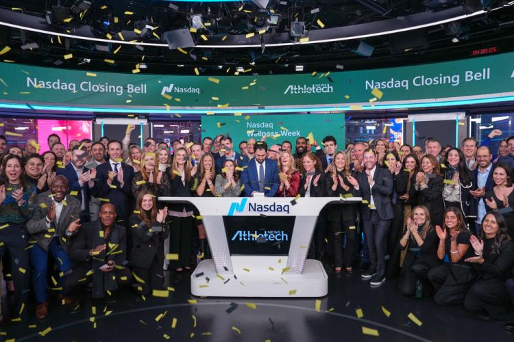 Athletech News rings the Nasdaq stock market closing bell on January 7, 2024.