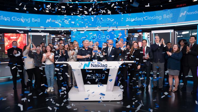 Aduro Clean Technologies Inc. rings the Nasdaq stock market closing bell on January 17, 2024.