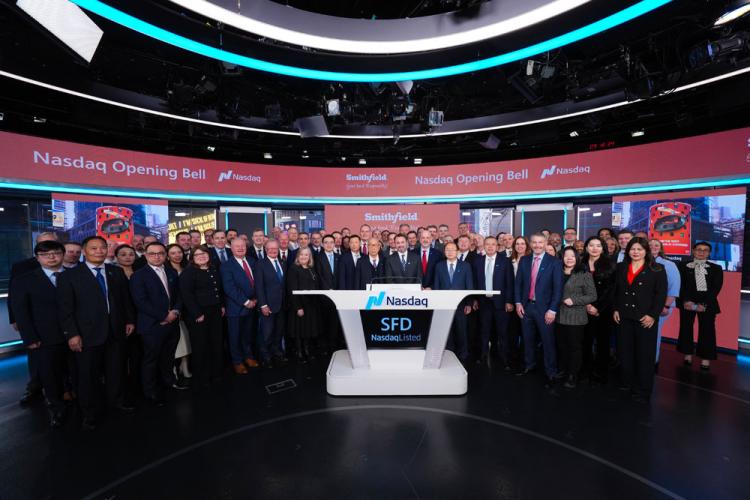 Smithfield Foods rings the Nasdaq stock market opening bell on January 28, 2025.